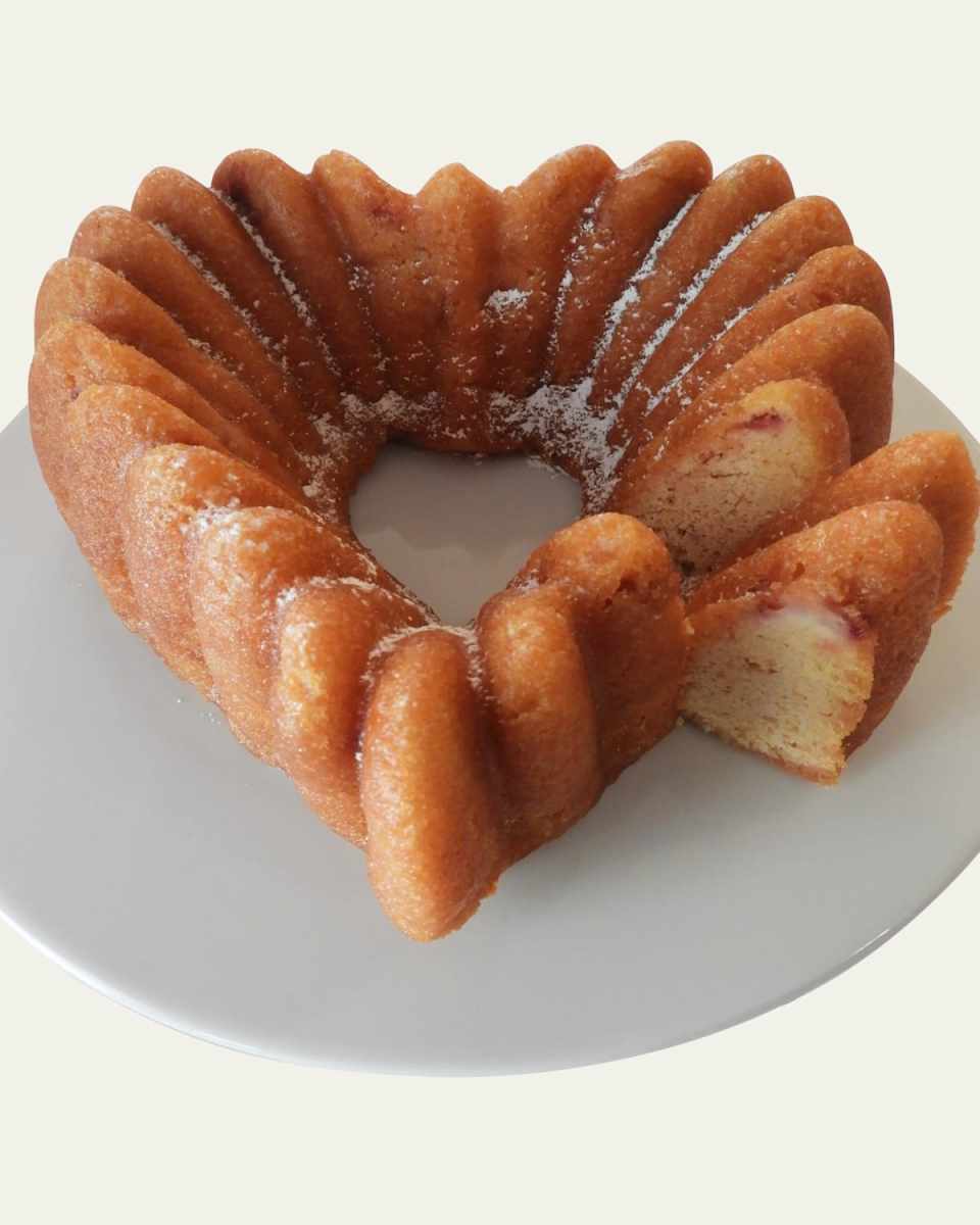 Strawberry Champagne Heart-Shaped Cake